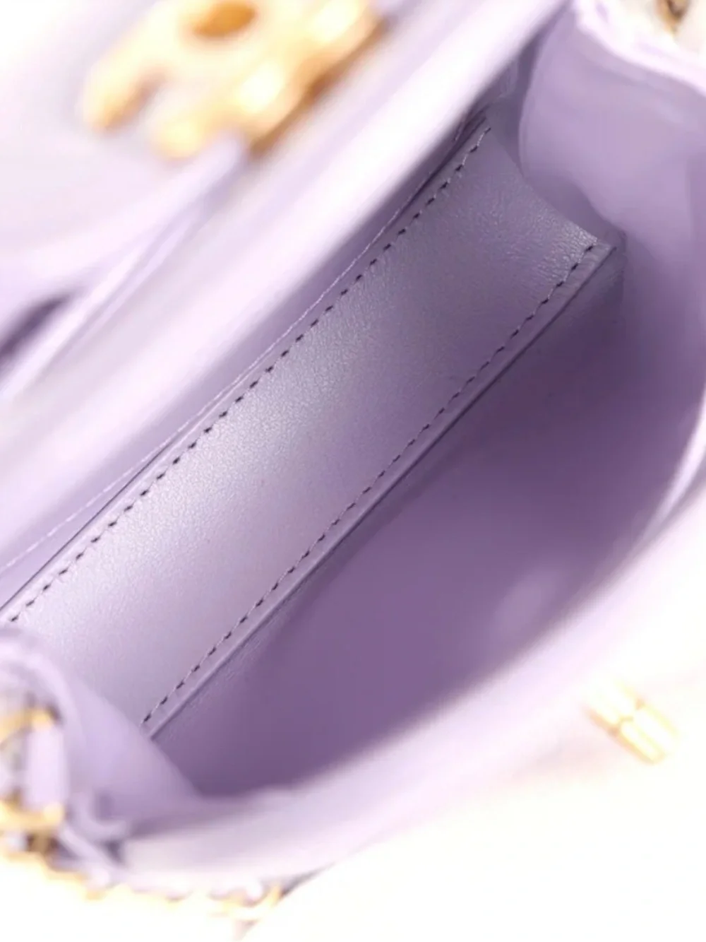 CHANEL 2025 Nano Kelly NWTs Lavender Quilted Mini Top Handle Bag with Gold CC